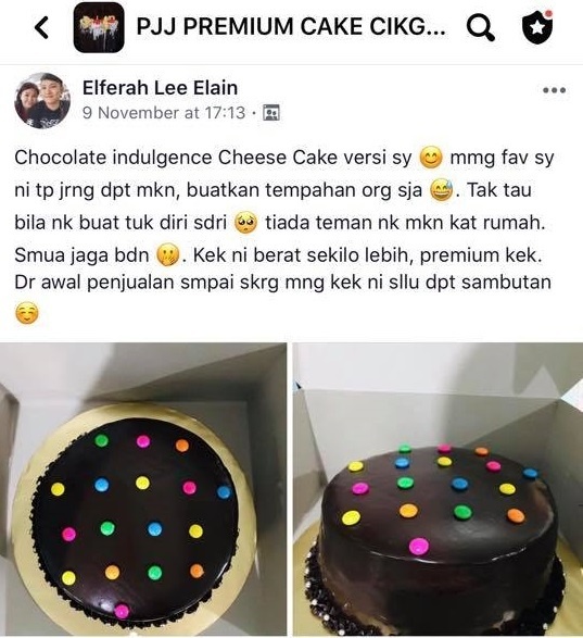 kek indulgance, kelas bakeri online